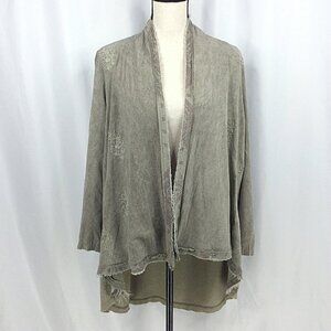 Miss Me Cardigan Womens Size Small Olive Green Embroidered Duster Mixed Media